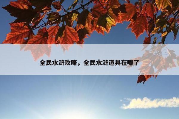 全民水浒攻略，全民水浒道具在哪了