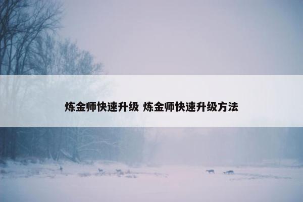 炼金师快速升级 炼金师快速升级方法