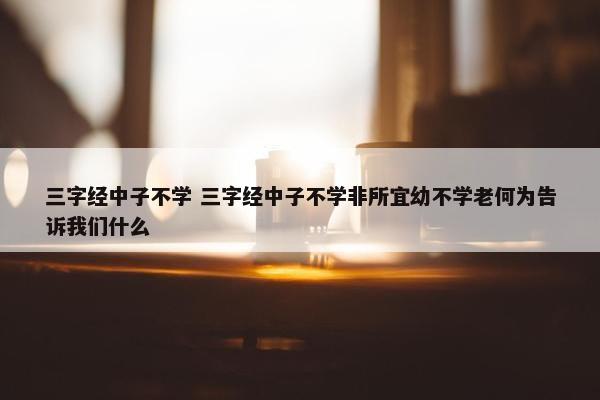 三字经中子不学 三字经中子不学非所宜幼不学老何为告诉我们什么