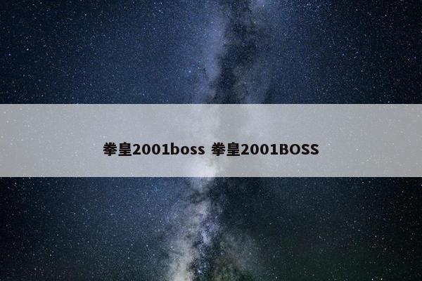 拳皇2001boss 拳皇2001BOSS