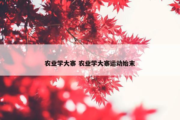 农业学大寨 农业学大寨运动始末