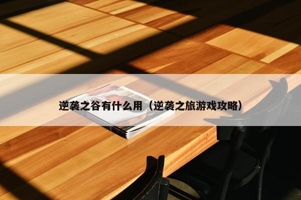 逆袭之谷有什么用（逆袭之旅游戏攻略）