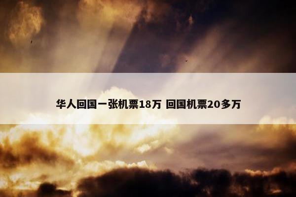 华人回国一张机票18万 回国机票20多万