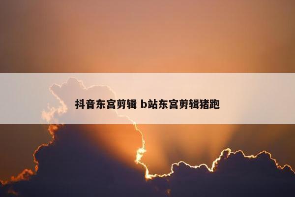 抖音东宫剪辑 b站东宫剪辑猪跑