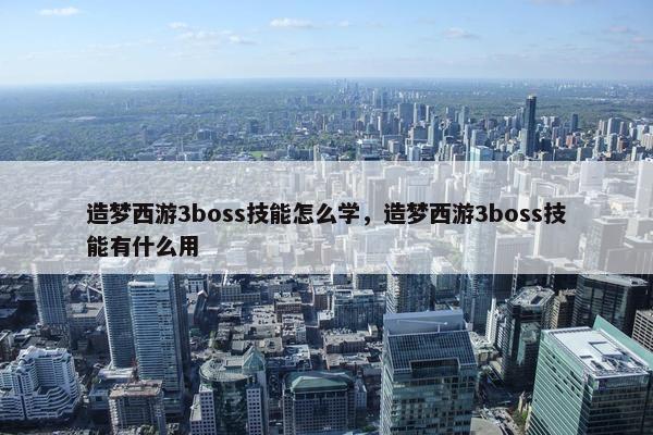 造梦西游3boss技能怎么学，造梦西游3boss技能有什么用