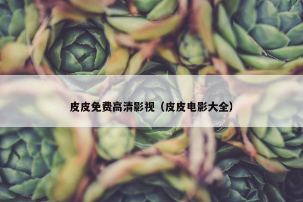 皮皮免费高清影视（皮皮电影大全）