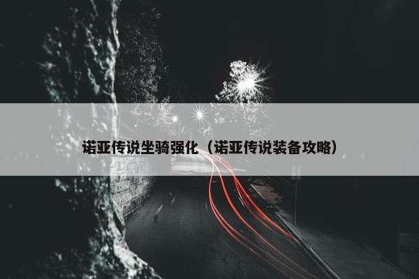 诺亚传说坐骑强化（诺亚传说装备攻略）