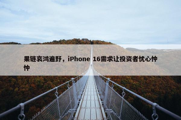 果链哀鸿遍野，iPhone 16需求让投资者忧心忡忡