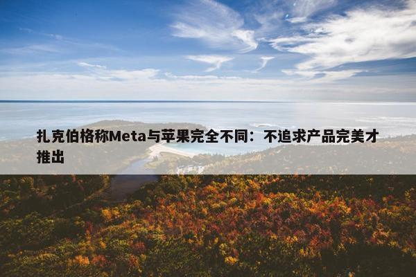 扎克伯格称Meta与苹果完全不同：不追求产品完美才推出