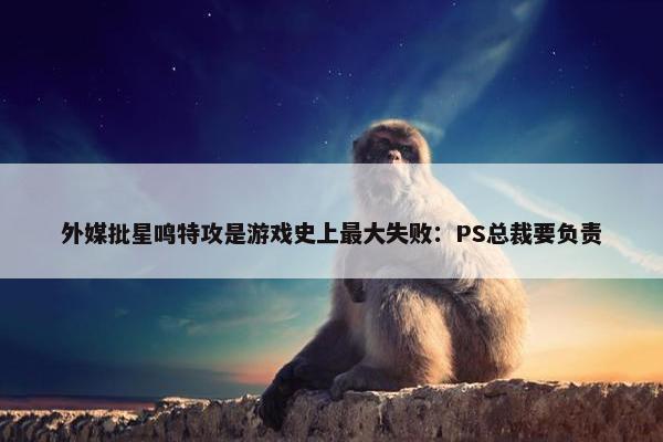 外媒批星鸣特攻是游戏史上最大失败：PS总裁要负责