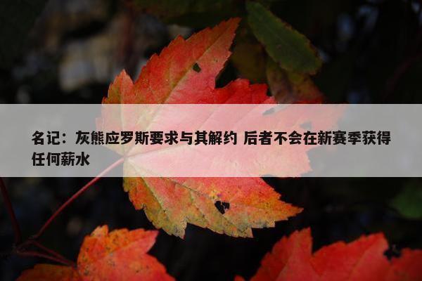 名记：灰熊应罗斯要求与其解约 后者不会在新赛季获得任何薪水