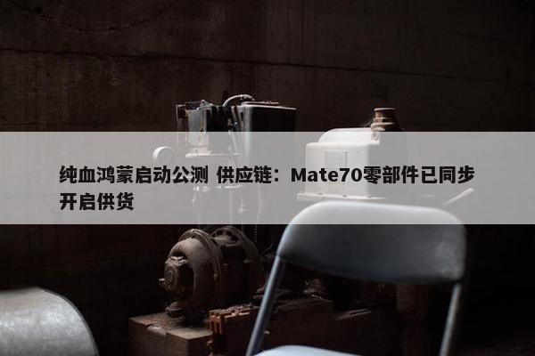 纯血鸿蒙启动公测 供应链：Mate70零部件已同步开启供货