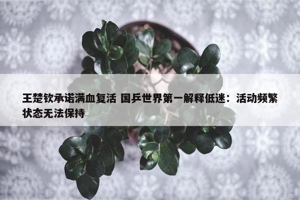 王楚钦承诺满血复活 国乒世界第一解释低迷：活动频繁状态无法保持