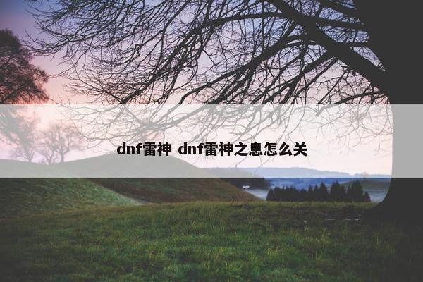 dnf雷神 dnf雷神之息怎么关