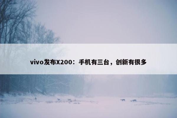 vivo发布X200：手机有三台，创新有很多