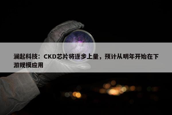 澜起科技：CKD芯片将逐步上量，预计从明年开始在下游规模应用