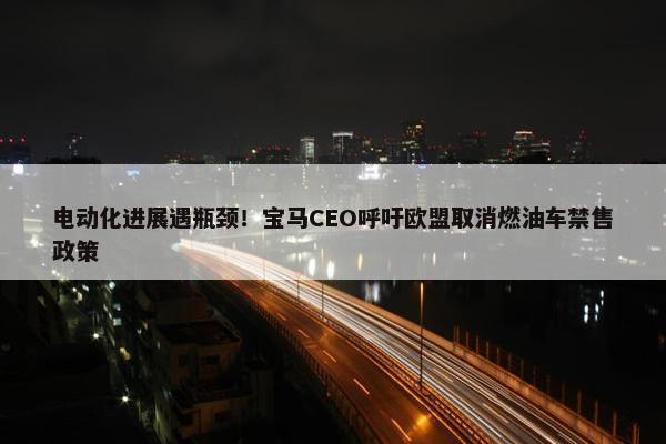 电动化进展遇瓶颈！宝马CEO呼吁欧盟取消燃油车禁售政策