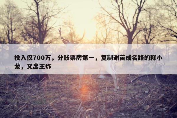 投入仅700万，分账票房第一，复制谢苗成名路的释小龙，又出王炸