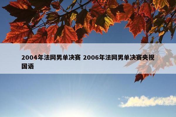 2004年法网男单决赛 2006年法网男单决赛央视国语