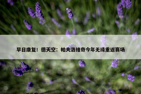 早日康复！德天空：帕夫洛维奇今年无缘重返赛场