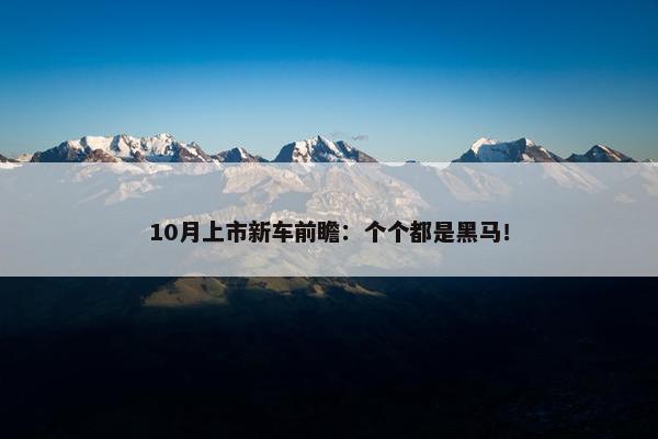 10月上市新车前瞻：个个都是黑马！