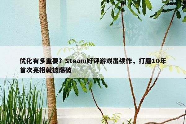 优化有多重要？Steam好评游戏出续作，打磨10年首次亮相就被爆破