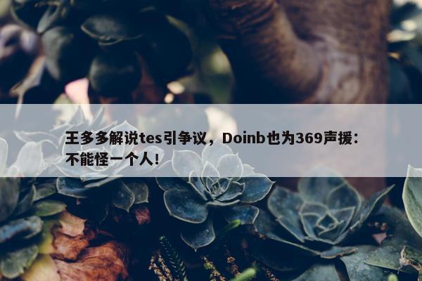 王多多解说tes引争议，Doinb也为369声援：不能怪一个人！