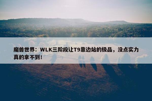 魔兽世界：WLK三阶段让T9靠边站的极品，没点实力真的拿不到！