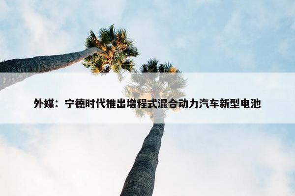 外媒：宁德时代推出增程式混合动力汽车新型电池