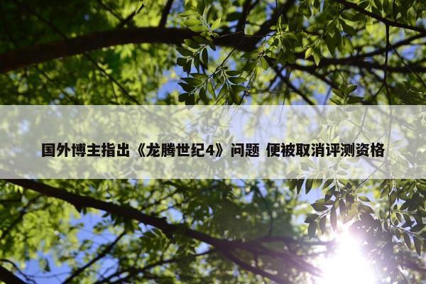 国外博主指出《龙腾世纪4》问题 便被取消评测资格