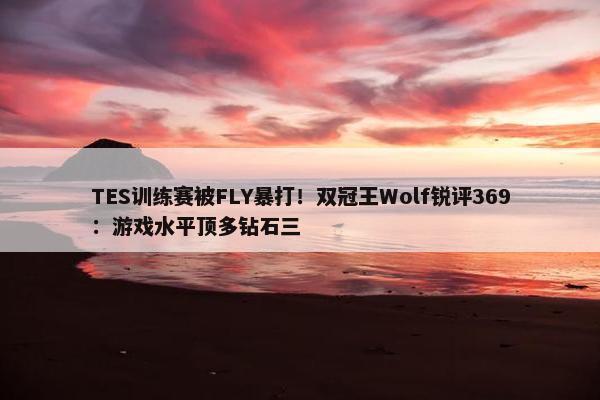 TES训练赛被FLY暴打！双冠王Wolf锐评369：游戏水平顶多钻石三