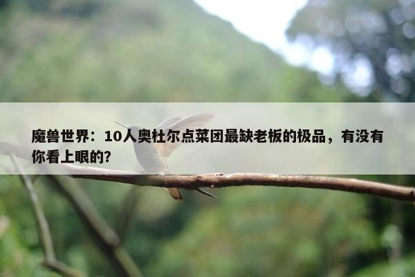 魔兽世界：10人奥杜尔点菜团最缺老板的极品，有没有你看上眼的？