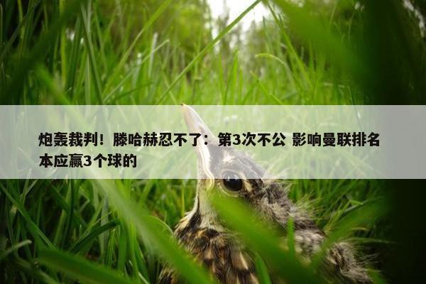 炮轰裁判！滕哈赫忍不了：第3次不公 影响曼联排名 本应赢3个球的