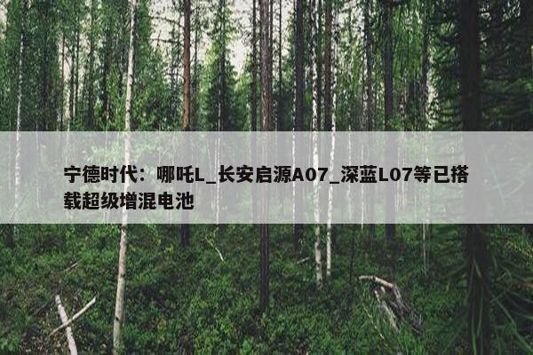 宁德时代：哪吒L_长安启源A07_深蓝L07等已搭载超级增混电池