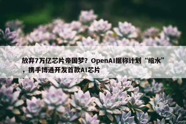 放弃7万亿芯片帝国梦？OpenAI据称计划“缩水”，携手博通开发首款AI芯片