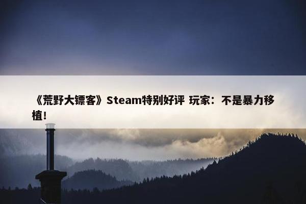 《荒野大镖客》Steam特别好评 玩家：不是暴力移植！