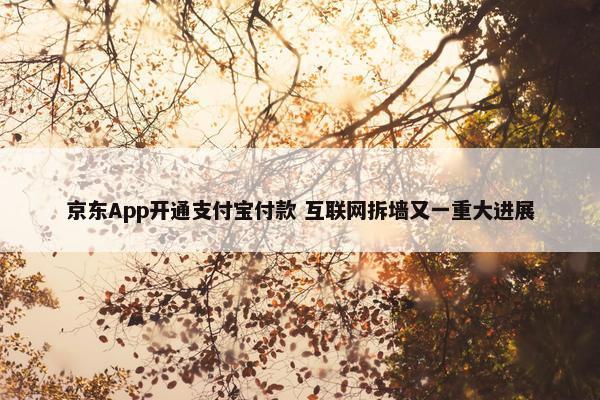 京东App开通支付宝付款 互联网拆墙又一重大进展