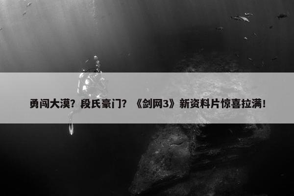 勇闯大漠？段氏豪门？《剑网3》新资料片惊喜拉满！