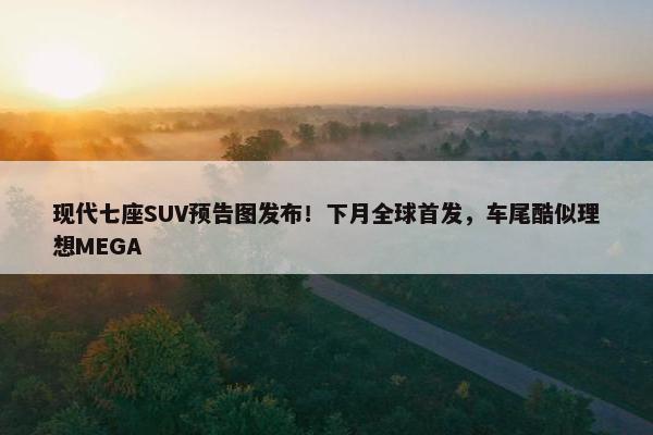 现代七座SUV预告图发布！下月全球首发，车尾酷似理想MEGA