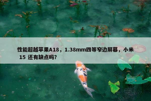 性能超越苹果A18，1.38mm四等窄边屏幕，小米 15 还有缺点吗？