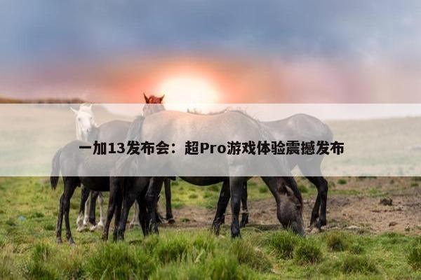 一加13发布会：超Pro游戏体验震撼发布