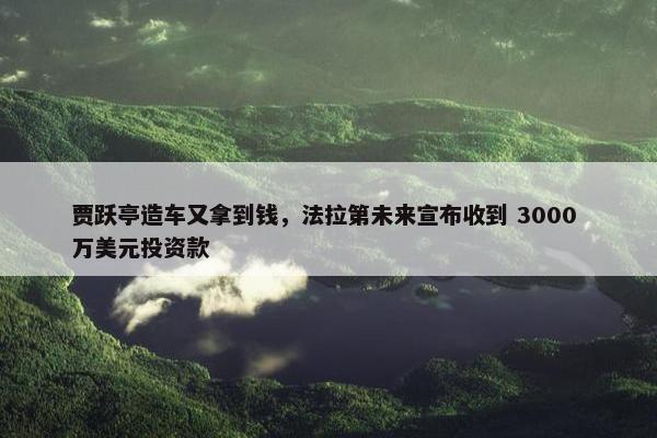 贾跃亭造车又拿到钱，法拉第未来宣布收到 3000 万美元投资款