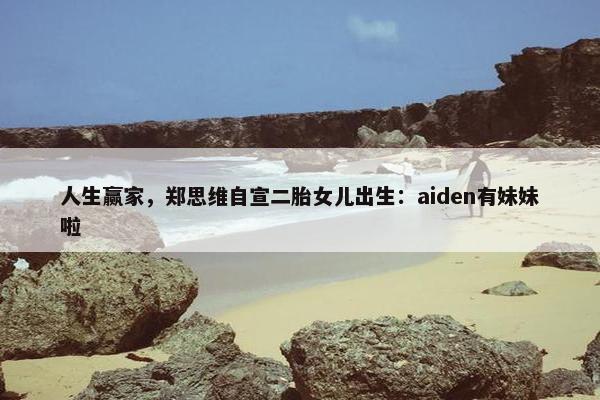 人生赢家，郑思维自宣二胎女儿出生：aiden有妹妹啦