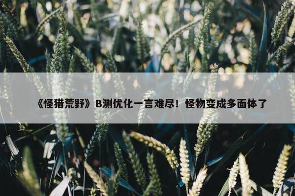 《怪猎荒野》B测优化一言难尽！怪物变成多面体了