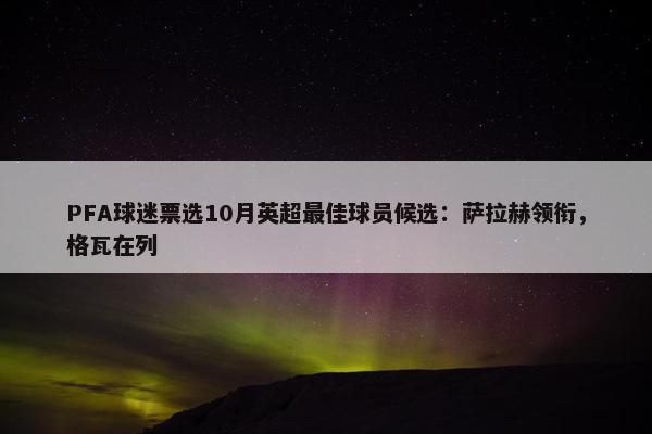 PFA球迷票选10月英超最佳球员候选：萨拉赫领衔，格瓦在列