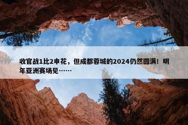 收官战1比2申花，但成都蓉城的2024仍然圆满！明年亚洲赛场见……