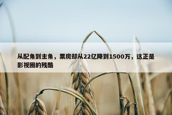 从配角到主角，票房却从22亿降到1500万，这正是影视圈的残酷